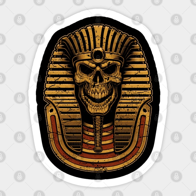 Golden Pharaoh Skull Sticker by RockabillyM